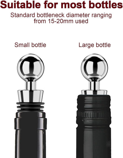 Wine Stoppers for Wine Bottles 6Pcs Vacuum Wine Bottle Stopper with Silicone Reusable Wine Corks, Leak proof Keep Fresh Suitable for Standard (Silver, 6 Pack)