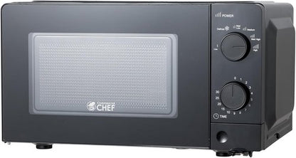Commercial Chef 0.6 Cu. Ft. Countertop Microwave Oven - 700W Power, Mechanical Dial Controls, Black