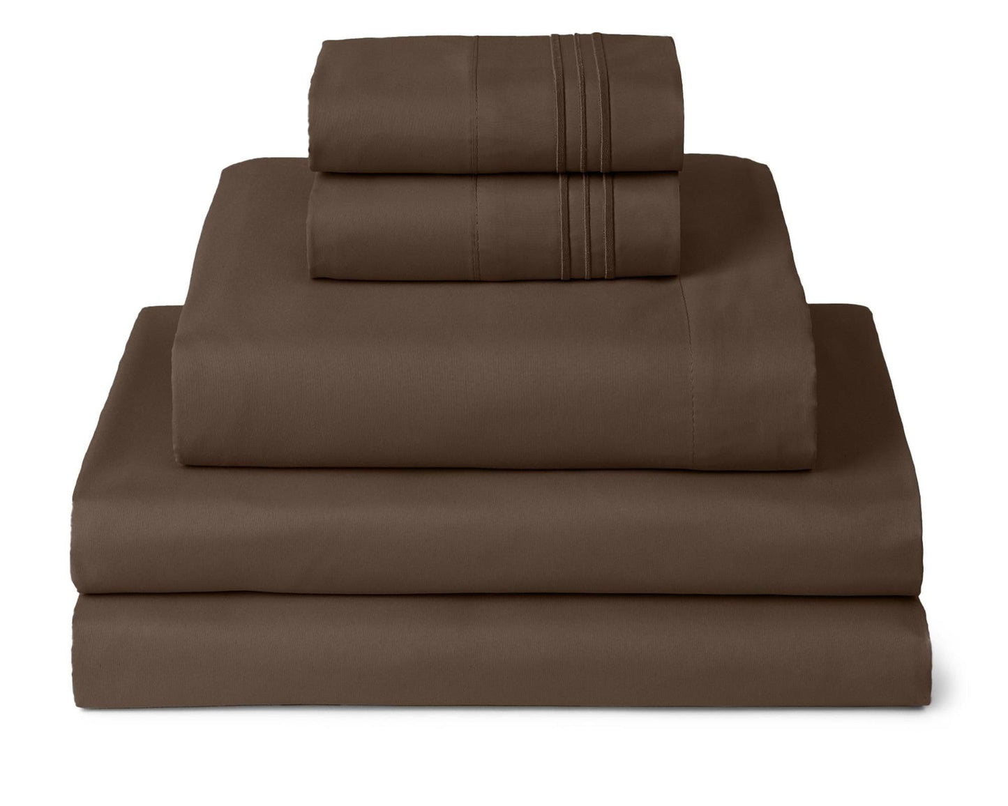 Mellanni Split King Sheets Set - 5 PC Iconic Collection Bedding - Hotel Luxury, Extra Soft, Cooling Bed Sheets - Wrinkle, Fade, Stain Resistant (Split King, Brown)