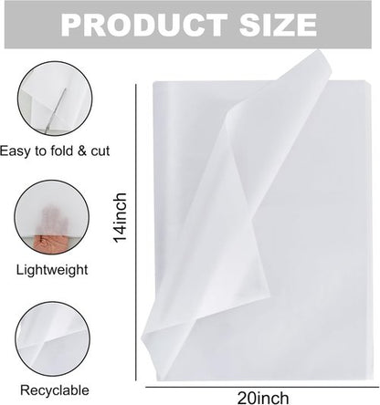 BEISHIDA 100 Sheets White Tissue Paper Bulk, Wrapping Tissue Paper for Gift Bags, 14 x 20 Inch Gift Wrap for Halloween Birthday Wedding Graduation DIY Crafts Holiday Flowers