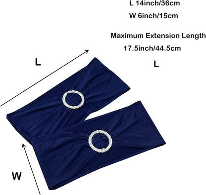 Spandex Chair Sashes by [Brand Name] - 50PCS Stretch Chair Ties with Buckle Slider for Navy Blue Wedding Decor
