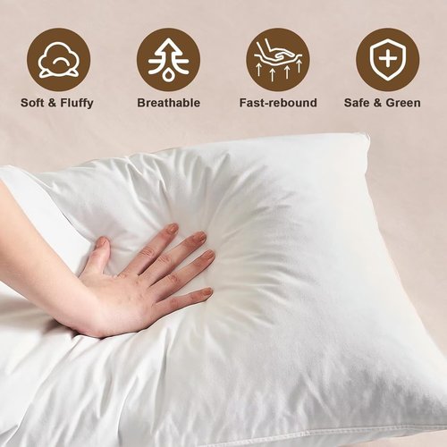 BHZ Goose Down Feather Pillows Queen Size - Hotel Collection Bed Pillows for Sleeping Medium Firm Soft Support Pillow for Side and Back Sleepers with Breathable Cover