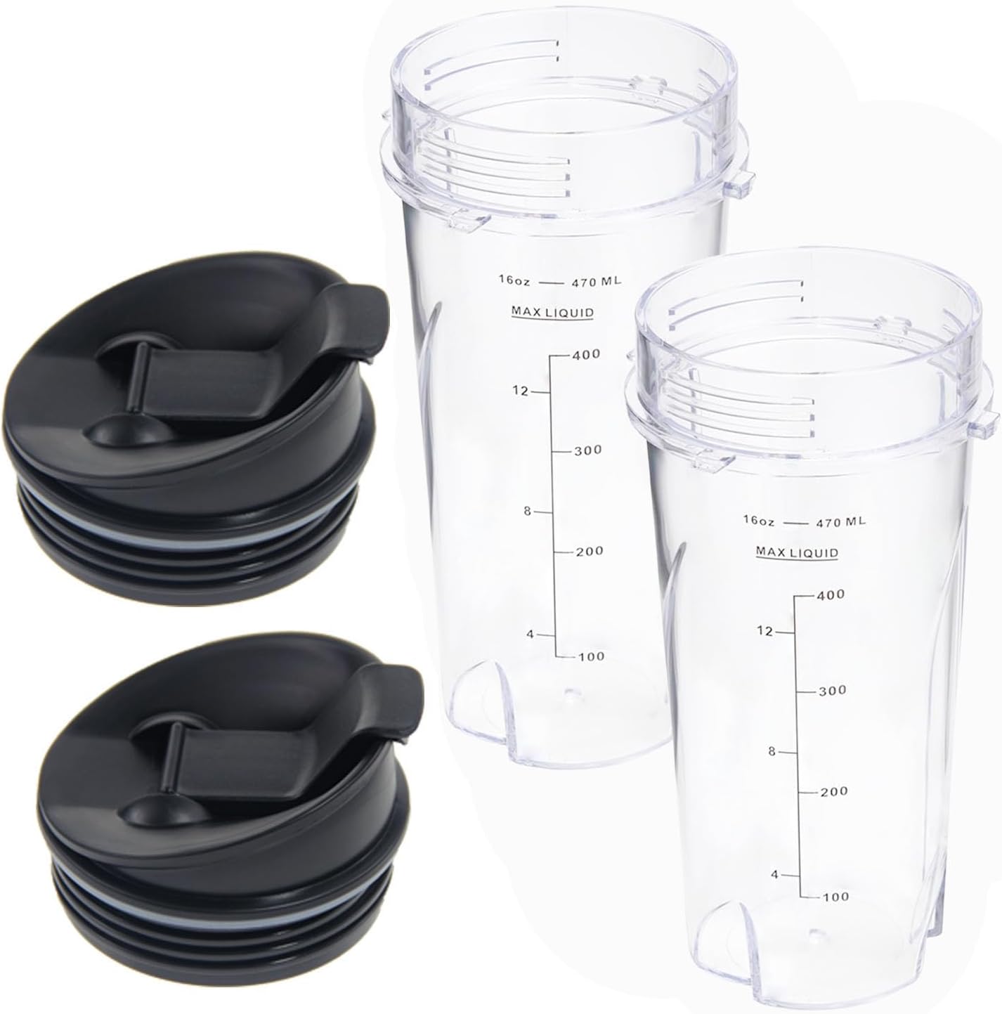 Ninja 16oz Replacement Cups - Compact Personal Blender Single Serve Cup Set with Seal Lids | 2 Pack