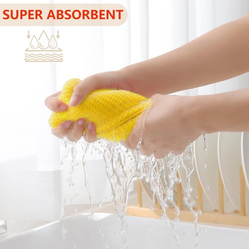 Homaxy Kitchen Dish Cloths - 100% Cotton Waffle Weave, Ultra Soft & Absorbent | 12x12 Inches, 6-Pack, Yellow