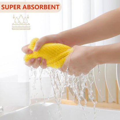 Homaxy Kitchen Dish Cloths - 100% Cotton Waffle Weave, Ultra Soft & Absorbent | 12x12 Inches, 6-Pack, Yellow