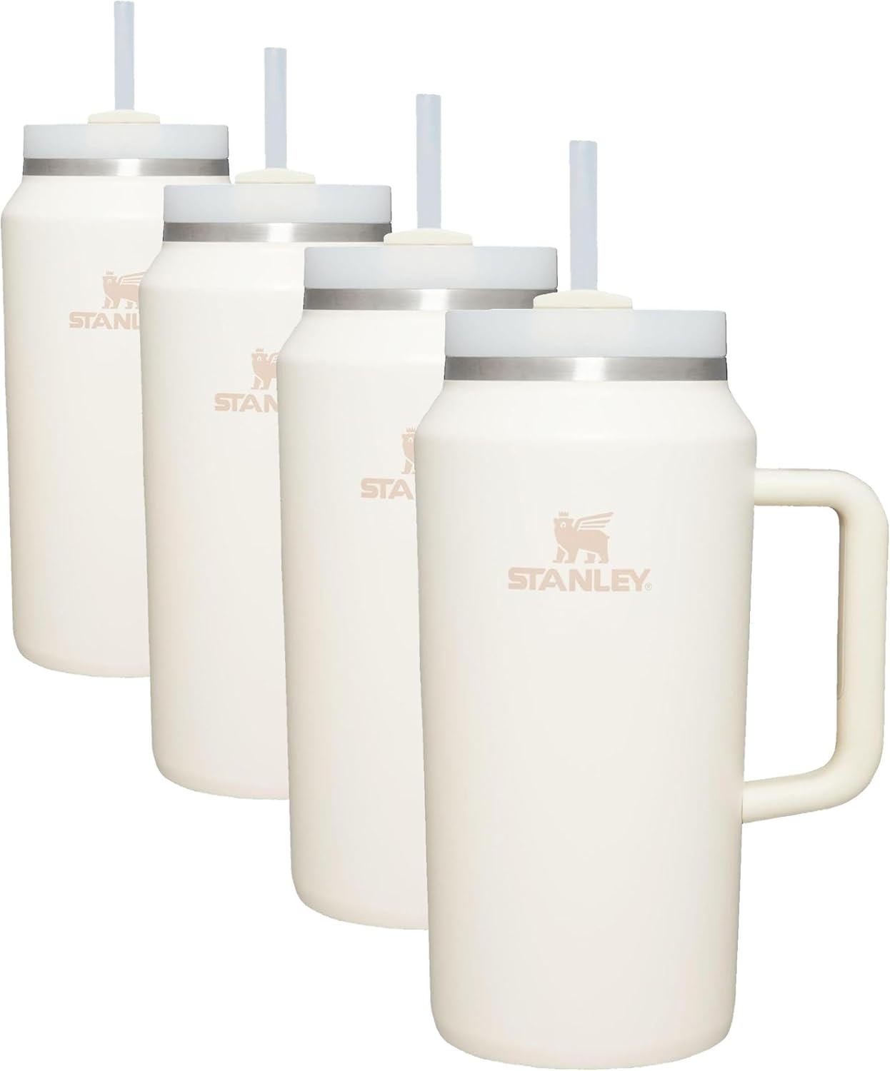 STANLEY Quencher H2.0 Tumbler - 64 oz Insulated Stainless Steel Cup with Handle & Straw | Cream (Pack of 4)