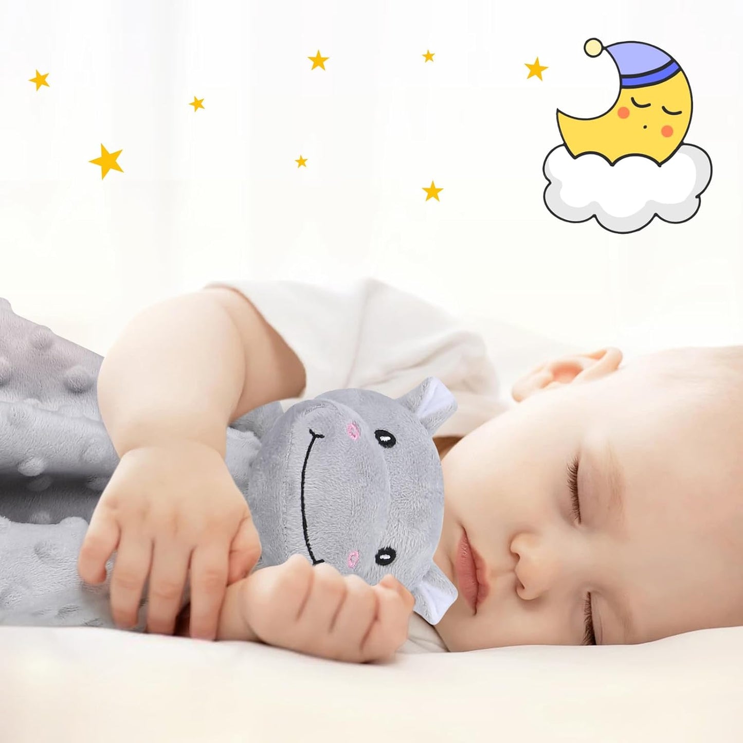Pro Goleem Hippo Lovey - Soft Security Blanket & Snuggle Toy for Babies | 16 Inch, Perfect Baby Gift