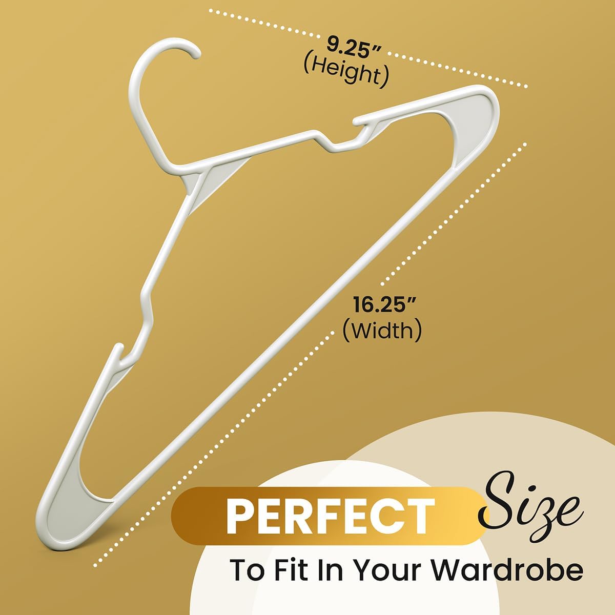 Modern Space 100-Pack Adult Plastic Hangers | Sturdy & Durable Design for Shirts, Pants, Coats - White
