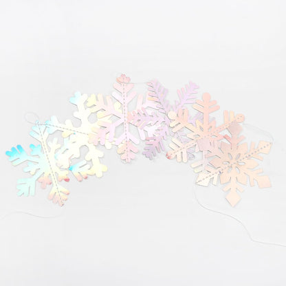 Panduola Iridescent Holographic Snowflake Garland - 6pcs Winter Wonderland Party Decorations