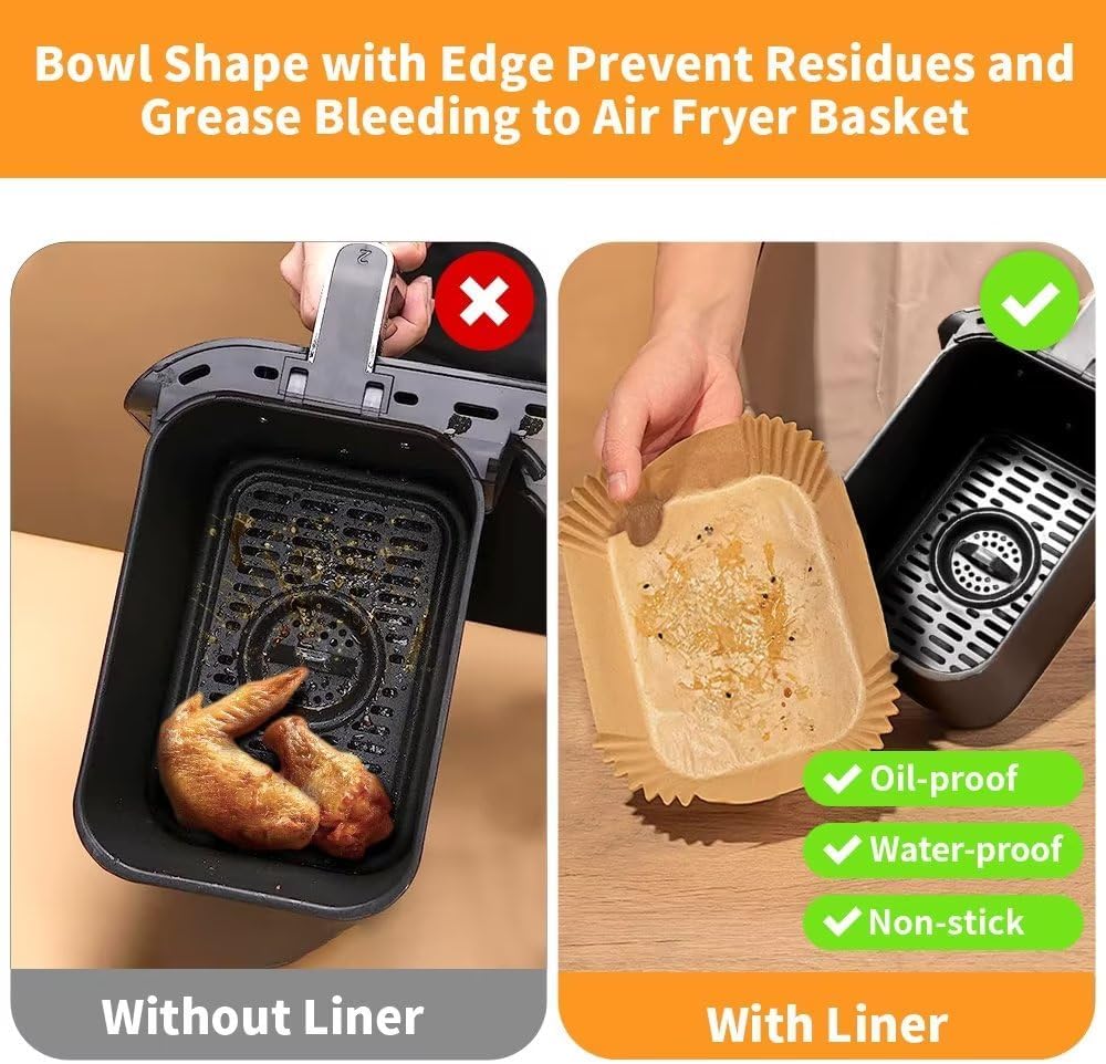 Ninja Air Fryer Liners - Disposable Parchment Paper for Dual Basket | 125pcs 8.7x5.5" Size