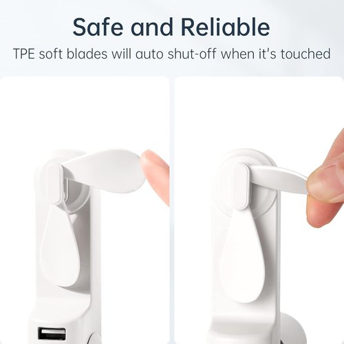 JISULIFE Portable Handheld Fan - Mini 3-In-1 USB Rechargeable with Power Bank & Flashlight | White, Ideal for Travel & Summer