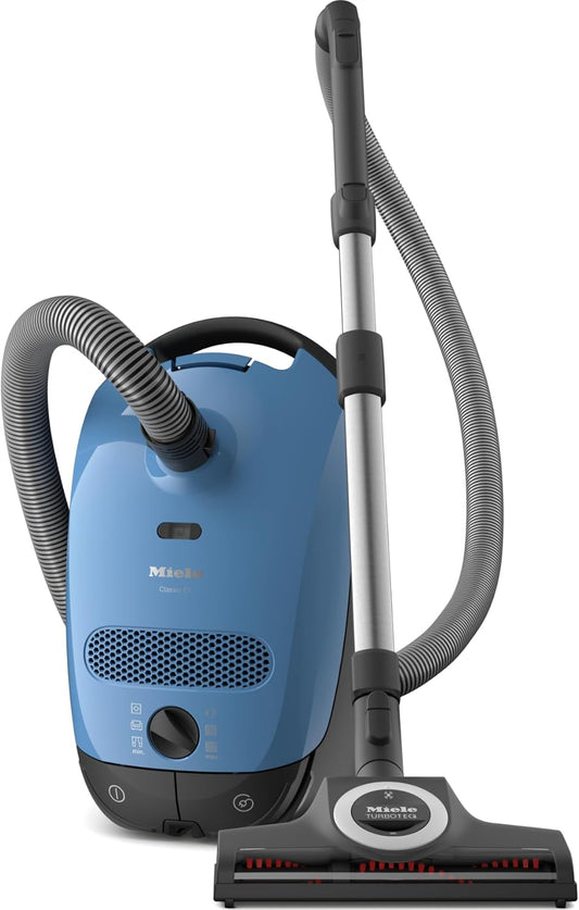 Miele Classic C1 Turbo Team Bagged Canister Vacuum - Portable Tech Blue for Efficient Cleaning