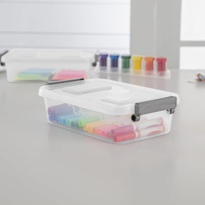 2 Pack 2.7 Qt Clear Storage Bins – Stackable Plastic Organizer Containers, Lids, Write-On Labels, 11 3/4" L x 7 3/8" W x 3 1/4" H – Variation: 2Pack+2.7qt