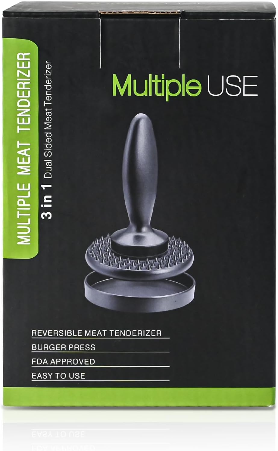 Skiennix 3-in-1 Meat Tenderizer Tool - Dual-Sided Kitchen Mallet for Perfectly Tender Steak & Chicken