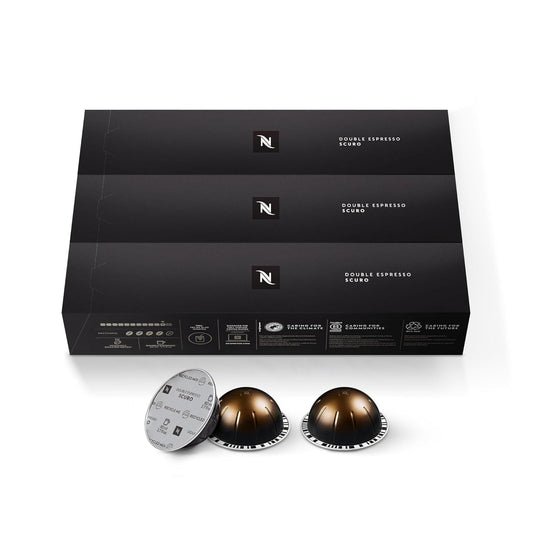 Nespresso Capsules Vertuo - Double Espresso Scuro Dark Roast Coffee Pods | 30-Count, 2.7oz Brews