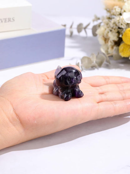 PESOENTH Purple Amethyst Crystal Dog Ornament Dog Lovers Gifts for Women Christmas Birthday,Cute Amethyst Stone Puppy Dogs Figurine Statue Home Room Decor,1.5"