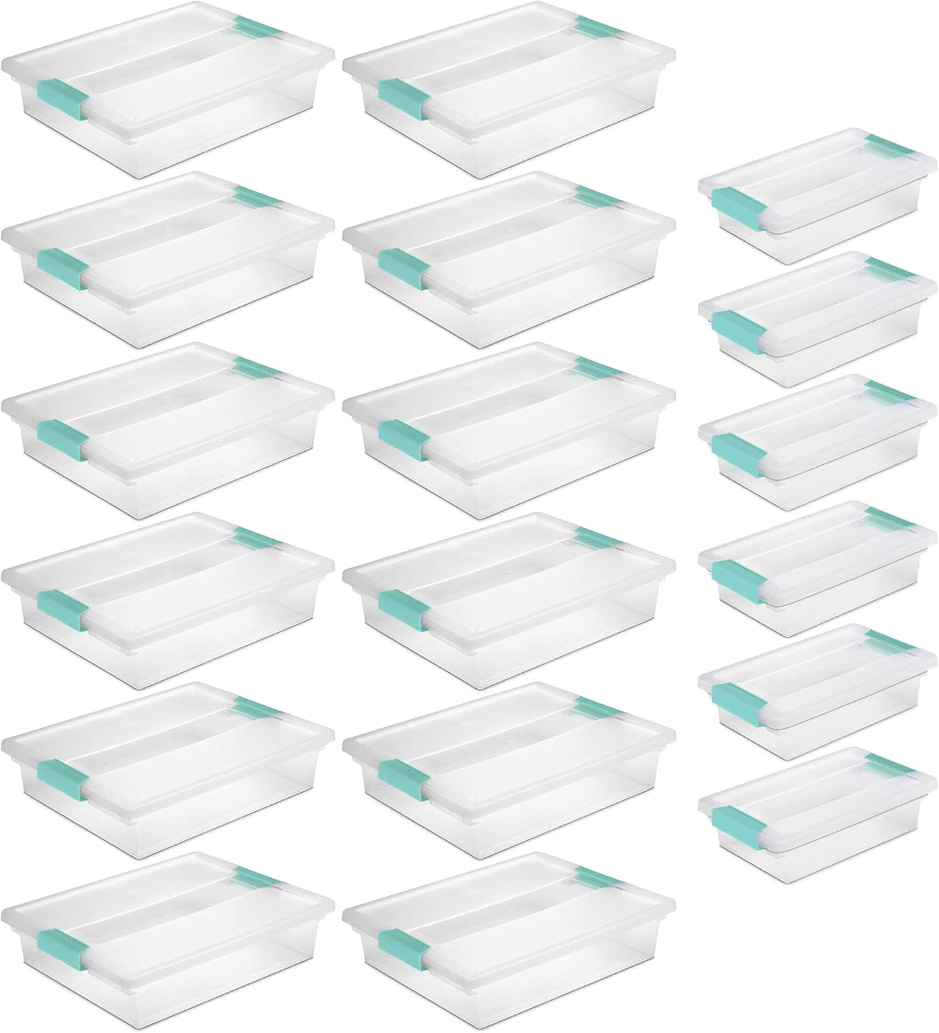 Sterilite Large & Small Clip Plastic Storage Organizer Bins - 12 Pack & 6 Pack Options