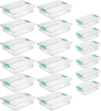Sterilite Large & Small Clip Plastic Storage Organizer Bins - 12 Pack & 6 Pack Options