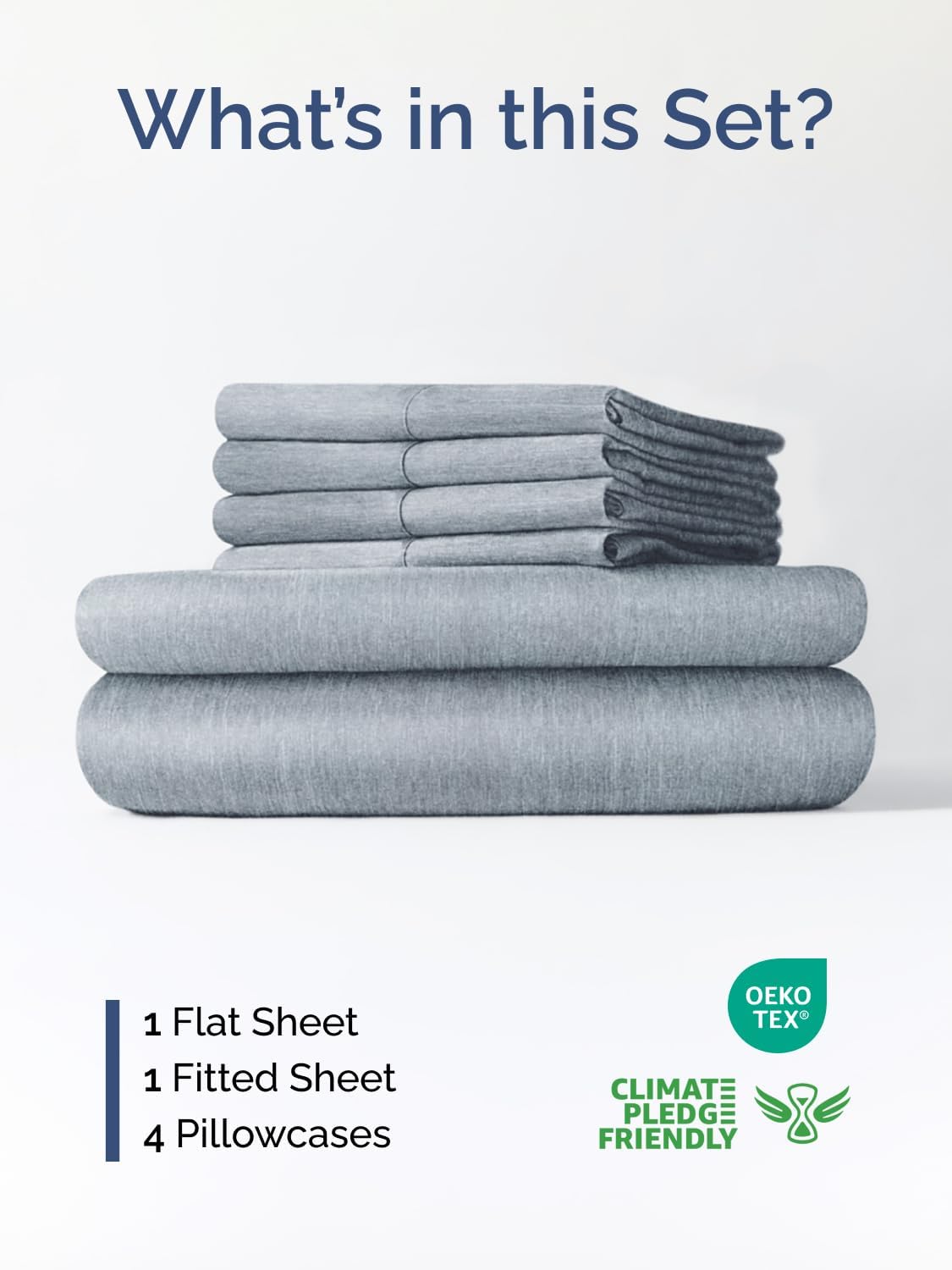 Skiennix Extra Deep Queen Sheet Set - 6 Piece Breathable Cooling Sheets - Luxury Hotel Bedding - Soft Wrinkle-Free Heathered Blue