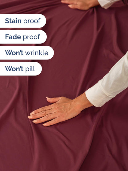 Skiennix Extra Deep Split King Sheet Set - 7 Piece Breathable Cooling Bedding - Soft Wrinkle-Free Burgundy