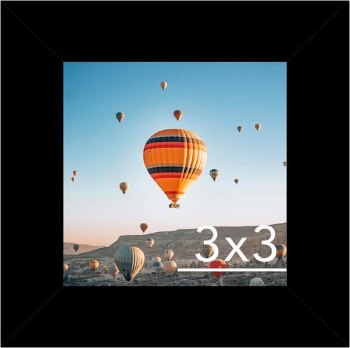 JCJMY 3x3 Picture Frame - Black Tabletop Display with Shatter-Resistant Plexiglass