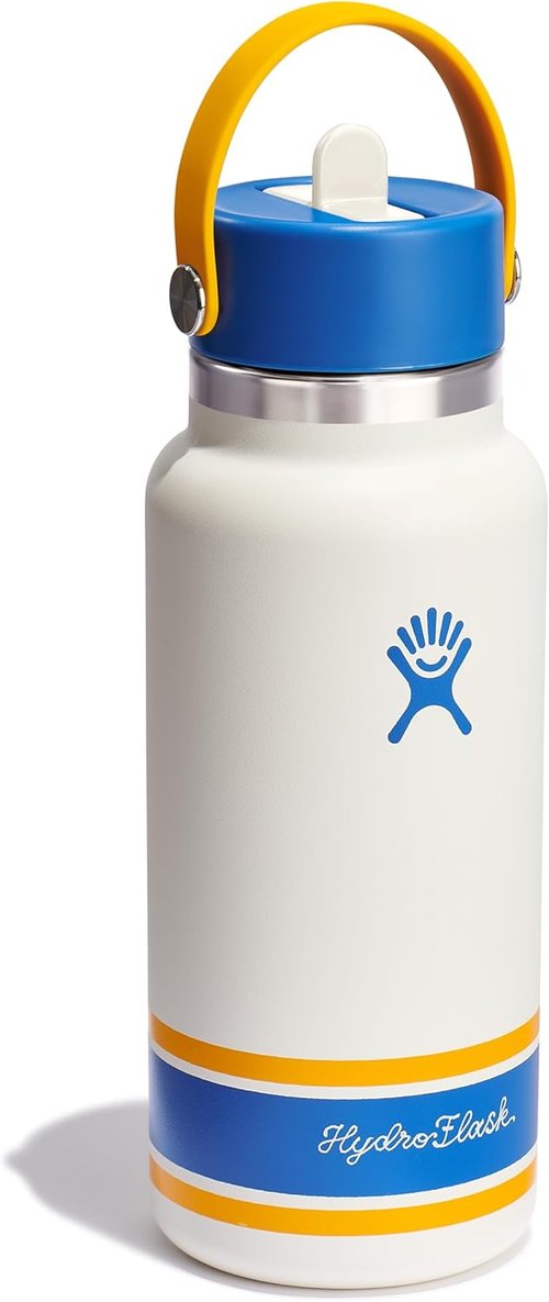 Hydro Flask Water Bottle - Insulated Stainless Steel with Wide Mouth Flex Straw Lid | 32 Oz Campus Ivory