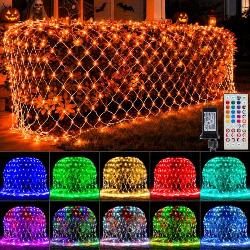 RGB Connectable 10x10FT Outdoor Christmas Net Lights 240 LED with Remote