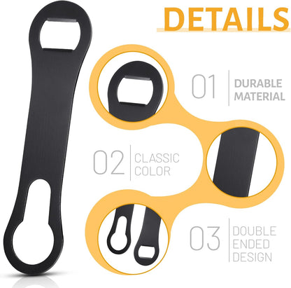 Remerry 4 Pcs Bottle Opener and Pour Spout Remover Flat Bar Key Stainless Steel Bar Speed Opener for Wine Bottle Double Ended Beer Bartenders Kitchen (Black)