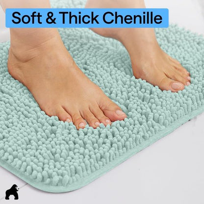 Gorilla Grip Plush Shaggy Chenille Bath Rug Mat - Soft Microfiber, Machine Washable, Seablue