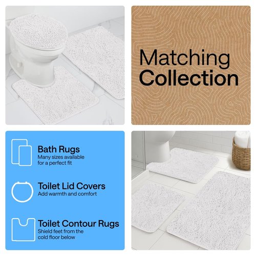 GORILLA GRIP Bath Rug Mat 42x24, Thick Soft Absorbent Chenille, Quick Dry Microfiber Mats, Rubber Backing Washable Shower Floor Rugs, Bathmat Runner, US Designed Bathroom Home Decor Accessories White