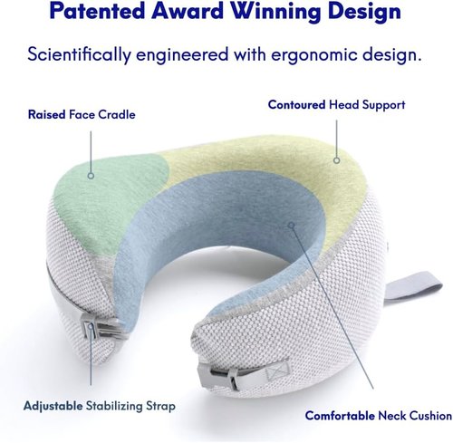 C CUSHION LAB Travel Pillow - Award-Winning Ergonomic Memory Foam for Neck & Chin Support | Compact Gray Design