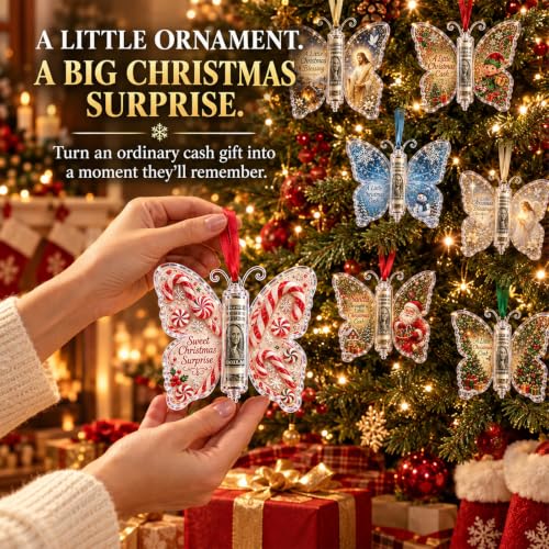 Christmas Cash Gift Butterfly Ornament - Santa Variation Holiday Money Holder