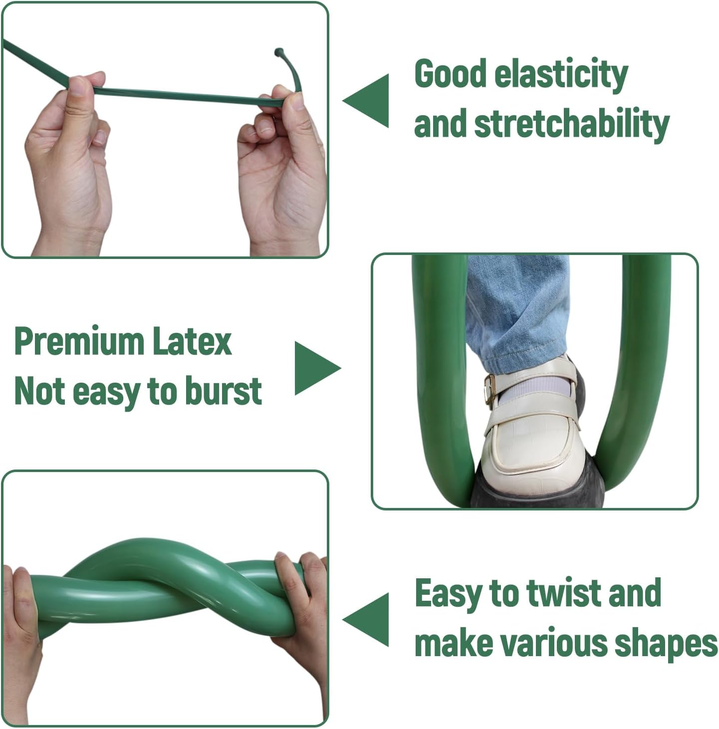 Sage Green 260Q Balloons by [Brand Name] - Thick Latex Twisting Balloons for Animal Models | 100pcs Set