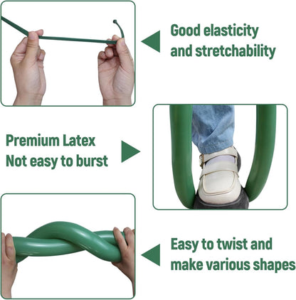 Sage Green 260Q Balloons by [Brand Name] - Thick Latex Twisting Balloons for Animal Models | 100pcs Set
