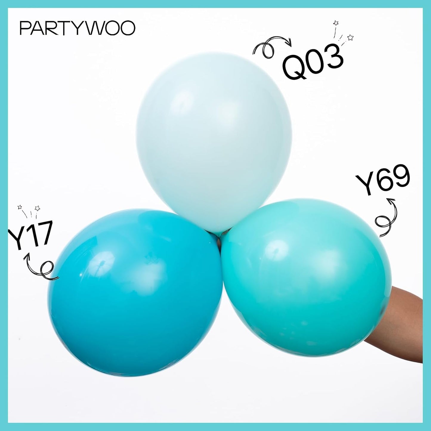 PartyWoo Teal Balloons - 100pcs 12 Inch Turquoise Latex Balloons for Baby Showers & Celebrations