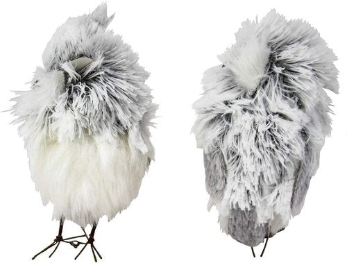 Kurt Adler 5-Inch Furry Gray Owl Figurines - Charming Set of 2 for Home Decor