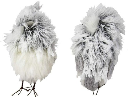 Kurt Adler 5-Inch Furry Gray Owl Figurines - Charming Set of 2 for Home Decor