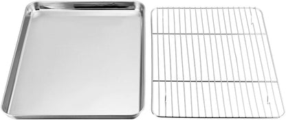 TeamFar Baking Sheet Set - Stainless Steel Cookie Tray with Cooling Rack | Non-Toxic & Dishwasher Safe
