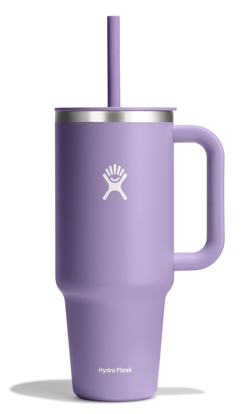 Hydro Flask Travel Tumbler with Handle, Lid and Straw - Insulated Stainless Steel in 40 Oz Moonshadow