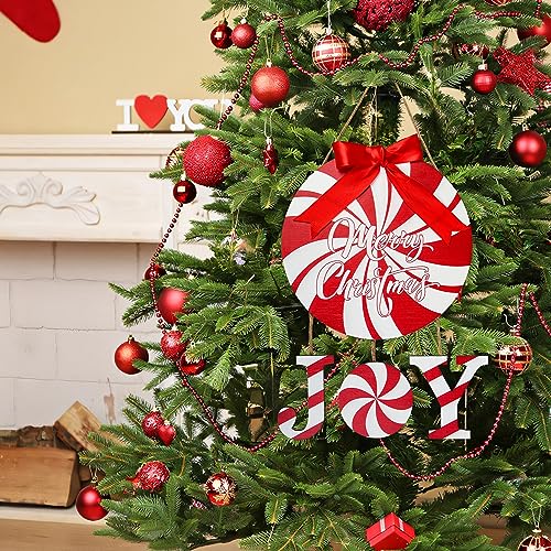 Christmas Door Sign Peppermint Candy Wreath Holiday Welcome Decor