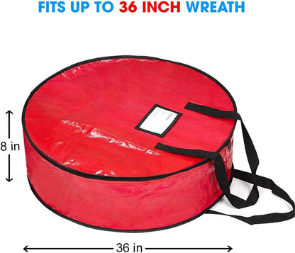ProPik Christmas Wreath Storage Bag - Heavy-Duty Tear Resistant Holiday Container - 36” X 8” (Red)