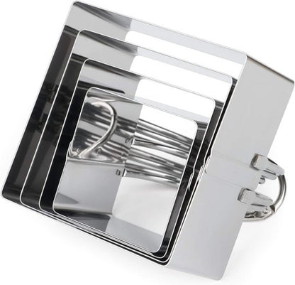 HULISEN Square Biscuit Cutter Set - 4 Stainless Steel Cookie Cutters with Handles | Professional Baking Tools