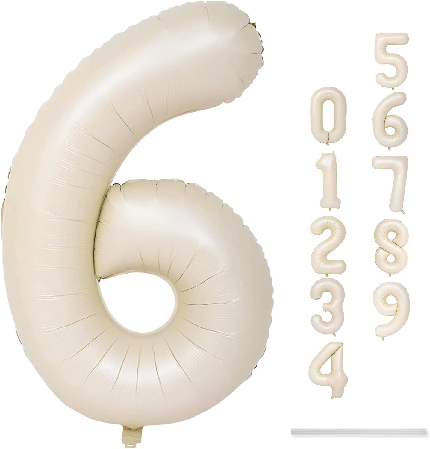 Skiennix 40-Inch Beige Number 6 Foil Balloon - Self-Inflating Ivory White Design for Birthday Celebrations