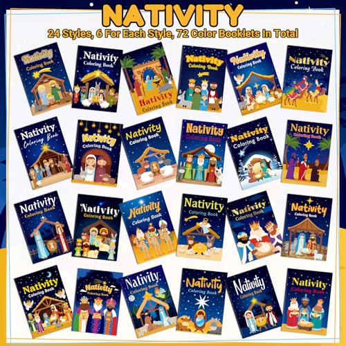 Nativity Coloring Book Set - 72 Mini Bible Themed Party Favors - Variation of THIS listing