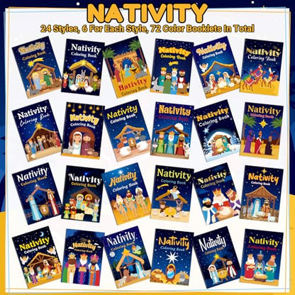 Nativity Coloring Book Set - 72 Mini Bible Themed Party Favors - Variation of THIS listing