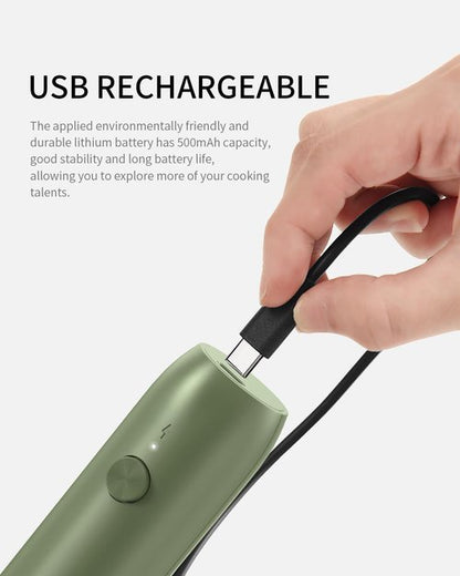 CIRCLE JOY Rechargeable Milk Frother - Handheld Coffee Mixer with Dual Spring Whisk | Green