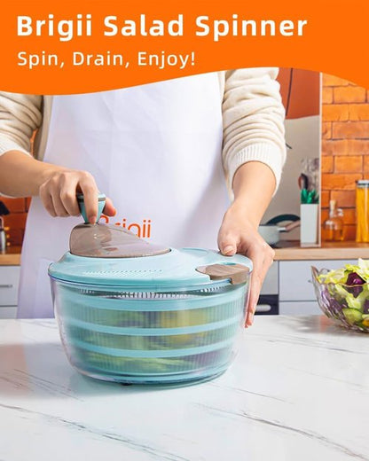 Brigii Salad Spinner - 4.24 Quart Lettuce Dryer with Double Drainage Holes for Fresh Greens & Veggies
