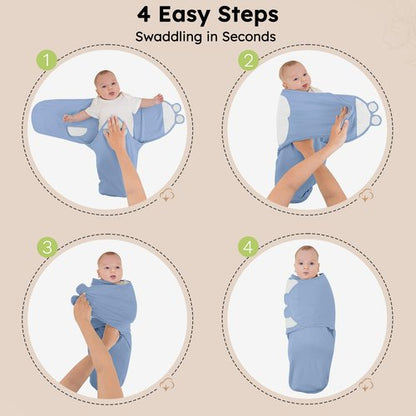 FILLEEP Baby Swaddle for Newborns - 100% Cotton 3 Pack Swaddle Sack for 0-3 Months, Baby Girl & Boy, Breathable Soft Preemie
