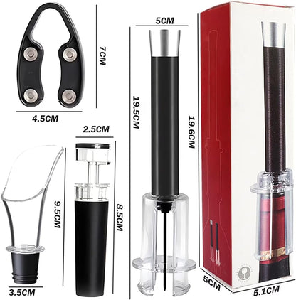 Wino on the go Wine Opening Set,Air Pressure Pump Wine Bottle Opener,Easy Cork Remover Corkscrew,Corkscrew Wine Opener Wine Opener Aluminum Alloy Handle(Red)