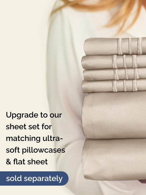 Extra Deep Full Fitted Sheet - Hotel Luxury Single Fitted Sheet Only - Easily Fits 18 inch to 24 inch Mattress - Ultra Soft, Wrinkle Free w/Extra Deep Pockets - Easy-Care, Breathable & Comfy - Wheat